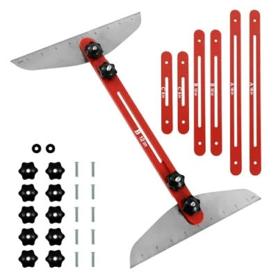 Image of Stair Tread Template Tool 8 to 56inch Aluminum Alloy Gauge Set with Scale Adjustable Length Measuring Jig High Precision Shelf Scribe for Cutting Stairs, Risers, Shelves, Drywall