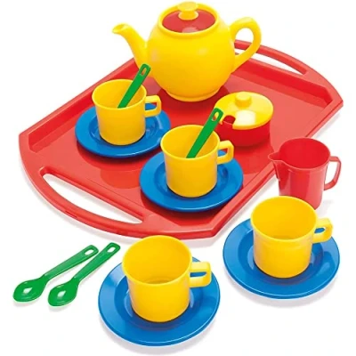 Image of Dantoy Tea Set on Tray Role Play Sets for Children 18 Pieces Kids from 2 Years Toys Toy in fun Multi Colours Plastic Dishwascher Safe Made Denmark