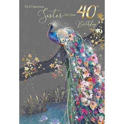Image of Sister 40th Birthday Card from The Grace Range by Cherry Orchard Complete with Gold Envelope and Foil Detailing …