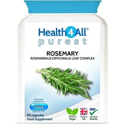 Image of Health4All Rosemary 500mg 90 Capsules (V) (not Tablets) Purest no additives. Memory, Focus and Learning. Natural Vegan Nootropic.