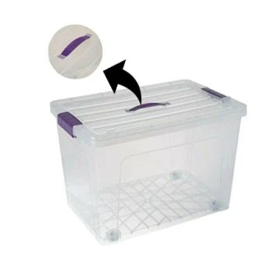 Image of Plastic Storage Box Boxes Lid Food Container Home Office Lockable Stackable (50L)