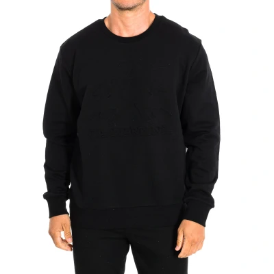 Image of La Martina Mens Long sleeve crew neck sweatshirt TMF003 FP221 man Black Cotton Size 2XL