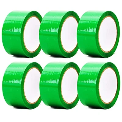 Image of Edenpack 6 Rolls Green Colour Low Noise Adhesive Tape 50MM x 66M Art and Craft DIY Decorative Packaging Packing Parcel Strong Seal Coloured Acrylic
