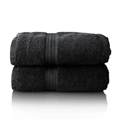 Image of Glart Premium Set of Terry Hand Towels, Colour: Black, 2X Sauna Towels 70 X 200 cm