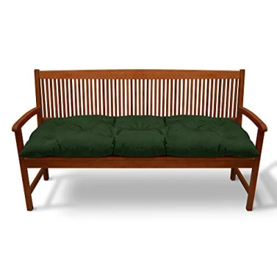 Image of Beautissu Garden Bench Pad 120x50x10cm Flair BK Comfortable Seat Cushion for Outdoor Swing or 2 Seater Dark Green