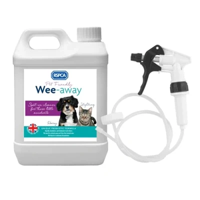 Image of RSPCA 2.5L Pet Stain and Odour Remover Wee Away + Long Hose Trigger Friendly Probiotic Cleaning Discourage From Repeat Marking