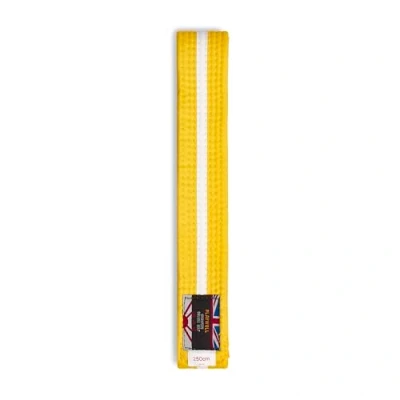 Image of Playwell Martial Arts Cotton Striped Coloured Grading Belt Yellow With White Stripe (320cm)