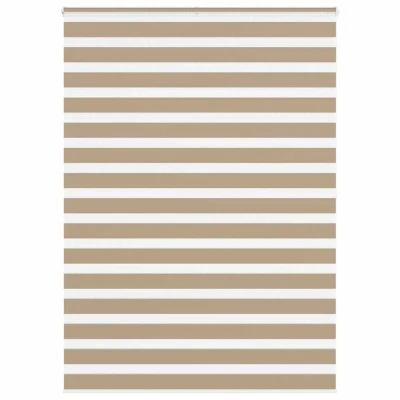 Image of vidaXL Zebra Blind Sand Brown 155x200 cm Fabric Width 150.9 Polyester