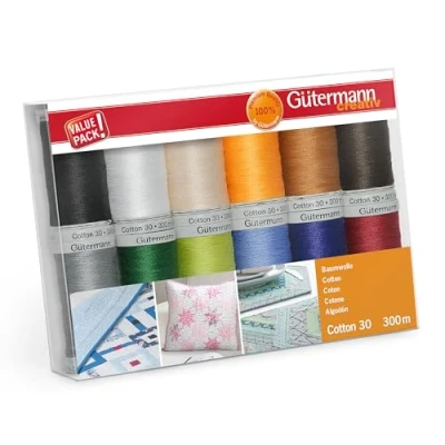 Image of Gütermann Cotton No.30 (300m) Sewing Thread Set 1 12 Pieces