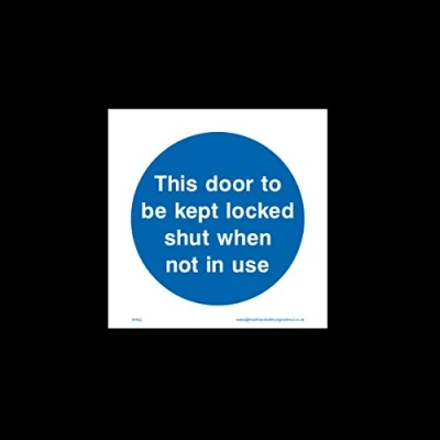 Image of This door to be kept locked Sticker/Self Adhesive Sign Fire Exit, Gangway, Emergency, Route (FPR2)