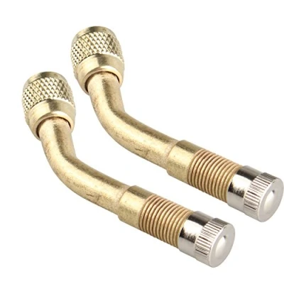Image of Futheda 2pcs 135 Degree Angle Valve Extenders Tire Stem Extension Wheel Adapter for Car Motorcycle Bike Truck (Golden)