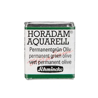 Image of Schmincke HORADAM® AQUARELL finest artists&#039; watercolours, 534 permanent green olive, 14 044, 1/2 pan