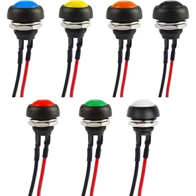 Image of RUNCCI YUN 7pcs 12mm Waterproof Momentary push button switch, Mini Horn round switch 12v,momentary power with Pre soldered Wires