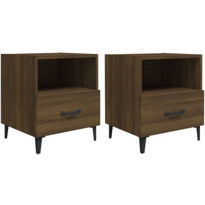 Image of vidaXL Bedside Cabinets 2 pcs Brown Oak Engineered Wood