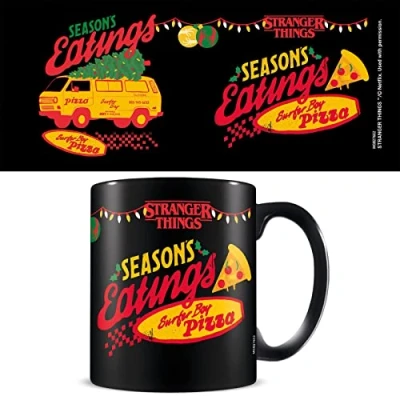 Image of Pyramid International Stranger Things Mug (Season&#039;s Eatings Design) 11oz Coffee in Presentation Gift Box Official Merchandise, Black