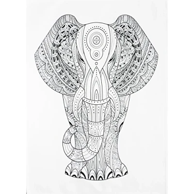 Image of Half a Donkey The Big Zentangle Elephant Large Cotton Tea Towel