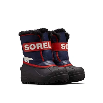 Image of Sorel Childrens Unisex Winter boots for kids, Size: 11K, Nocturnal/sail red Synthetics/textile