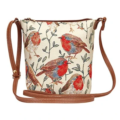 Image of Signare Tapestry Women Lightweight Sling Cross Body Satchel Bag Robin Birds (SLING ROB)(Size: S)