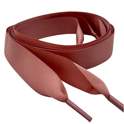 Image of My Ribbon laces Rose Gold Beige 142cm Satin Flat Shoe For Trainers, Boots &amp; Shoes