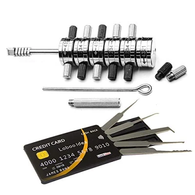 Image of Loboo Idea Premium Ford Tibbe Lock Pick/Decoder Hand Tool with Credit Card Picking Kit, 6 Cylinder Reader Automotive Pick Tools Locksmith