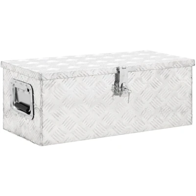 Image of vidaXL Aluminium Storage Box Portable and Compact Silver Toolbox with Secure Locking System Practical Handle