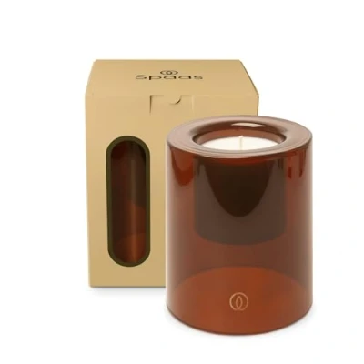 Image of Spaas Delight Scented Candle Large 40h, Solar Spirit, Ivory in Smoked Brown Glass