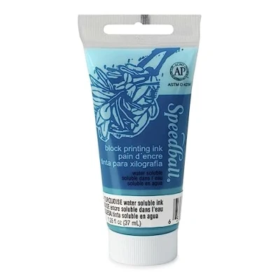 Image of Speedball Art Products Water Soluble Block Printing Ink, Turquoise, 1.25oz