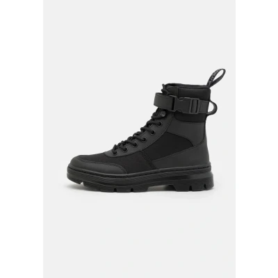 Image of Dr. Martens Combs TECH Unisex Laceup ankle boots, Size: 5, Black Leather and textile
