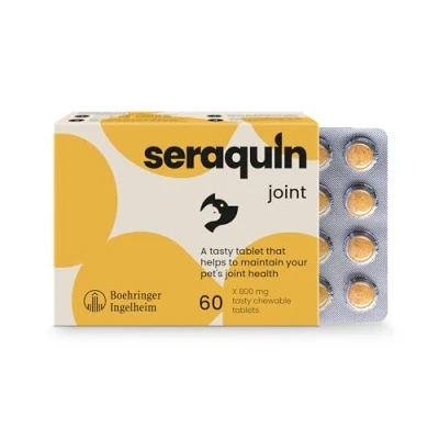 Image of Seraquin Joint 60 x 800 mg chewable tablets Maintains healthy joints Supports mobility Glucosamine, chondroitin and turmeric For small dogs cats