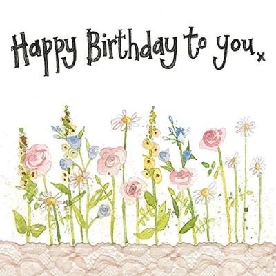 Image of Alex Clark Happy Birthday Meadow Flowers Card Floral Nature Plants Greeting Cards To Celebrate Designed and Printed in the UK…