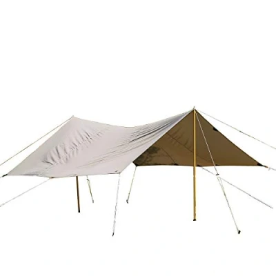 Image of Tatonka Tarp 1 TC (425 x 445 cm) Waterproof Made of Cotton Blend Fabric with Excellent UV Stability, Eyelets and Liners Protects Against Sun, Wind Rain Beige