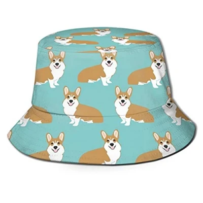 Image of Bucket Hats Fashion Sun Cap Packable Outdoor Fisherman Hat for Women and Men, Corgi Puppy Dog Lover 6, One size