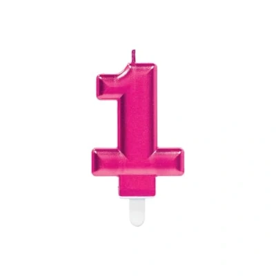 Image of (PKT) Adult Metallic Pink Candle Number 1