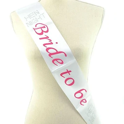 Image of SHATCHI Hen Sash Bride to Be Girls Night Out Bridal Celebration Fancy Dress Party Supplies, White/Pink
