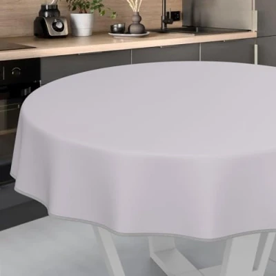 Image of ANRO Oilcloth Tablecloth, Washable, Oilcloth, Garden Outdoor, Indoor, Round, 120 cm with Hem, Grey
