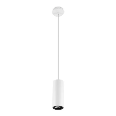 Image of Pipe 1 Light Slim Ceiling Pendant White 6.8cm, GU10