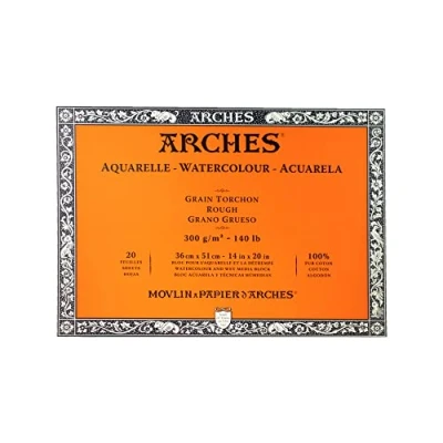Image of Arches Watercolour Block, 300 GSM, Rough, 36 x 51 cm, Wood, White
