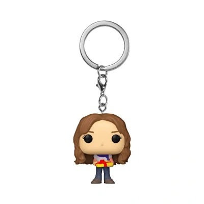 Image of Funko POP! Keychain: Harry Potter Holiday Hermione Granger Collectable Vinyl Mini Figure Novelty Keyring Stocking Filler Gift Idea Official Merchandise Movies Fans Minifigure