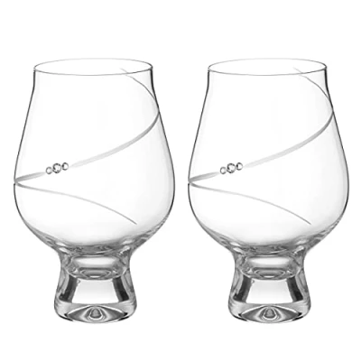 Image of DIAMANTE Gin Goblets &#039;Silhouette&#039; Crystal and Tonic Glass Set of 2 (Silhouette Swarovski)