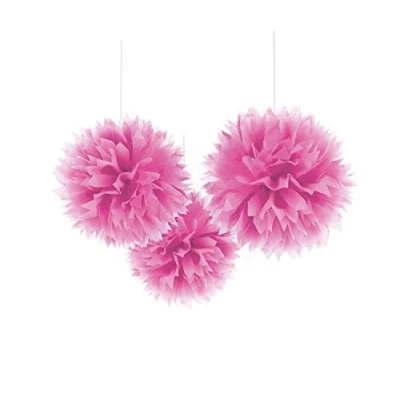 Image of Amscan 18055 103 55 Fluffy Dec Bright Pink 3 Pack