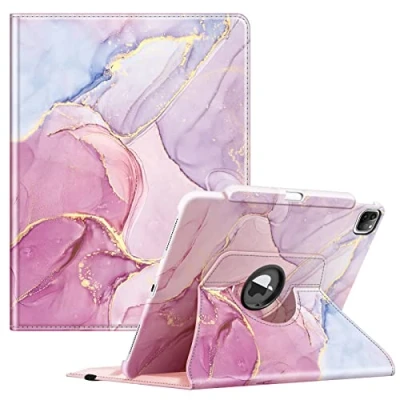 Image of FINTIE Rotating Case Compatible with iPad Pro 12.9 inch (2022/2021/2020/2018, 6th/5th/4th/3rd Generation) 360 Degree Swiveling Protective Cover w/Pencil Holder, Auto Sleep/Wake, Glittering Marble