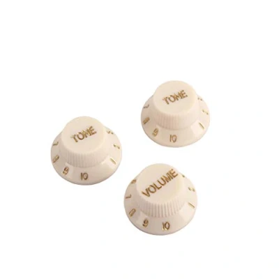 Image of Alnicov Guitar Control Knobs 1 Volumn 2 Tone Fits Metric Pots Compatible For Fdstrat Stratocaster Style Electric Parts. (Creamy Yellow)