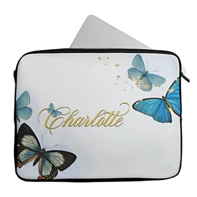 Image of Personalised Any Name Butterfly Design Laptop Case Sleeve Tablet Bag Chromebook Gift 353 (14 15 inch)