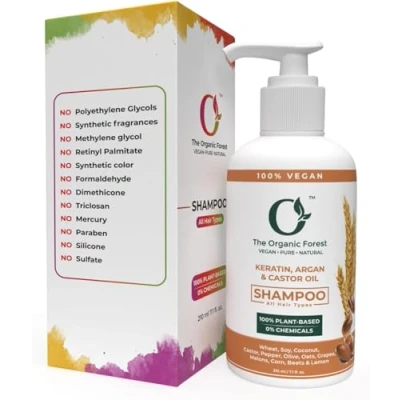 Image of Sulfate Free Keratin, Castor Oil &amp; Moroccan Argan Shampoo Moisturizing, Color Safe for Dry, Oily, Thinning Hair Paraben Free, No Sodium Lauryl Sulfate, Dry Scalp Repair