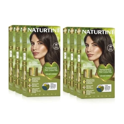 Image of Naturtint (SIX PACK) Permanent Hair Colour 4N Natural Chestnut Ammonia Free Vegan 100% Grey Coverage Long Lasting Results