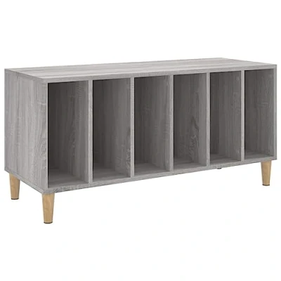 Image of vidaXL Grey Sonoma Engineered Wood Record Cabinet Vintage Look LP Storage with Capacious Space and Robust Top