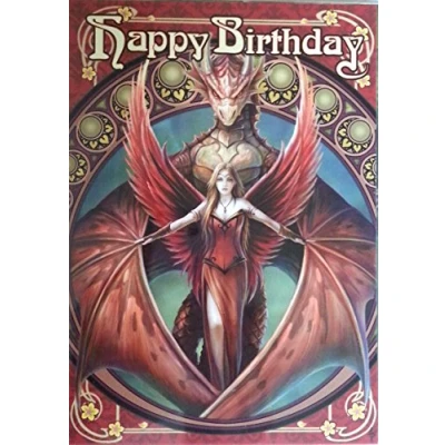 Image of Copperwing Fantasy Art Nouveau Anne Stokes Birthday Greeting Card