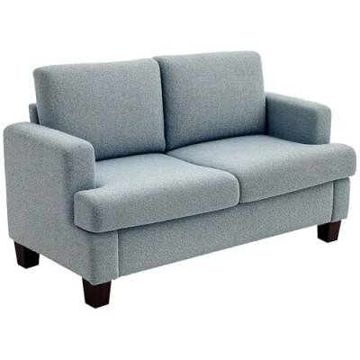 Image of HOMCOM 2 Seater Sofa, 138 cm Loveseat Sofa with Removable Back Cushions, Chenille Fabric Small Couch Settee S springs for Living Room, Bedroom, Home Office, Light Grey