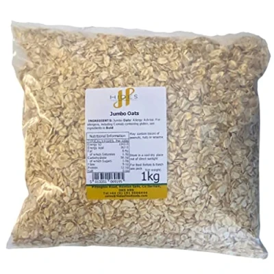 Image of Hides Fine Foods Jumbo Oats 1kg GMO Free Suitable for Vegetarians Baking Muffins Cakes Breakfast Porridge Overnight Flapjacks