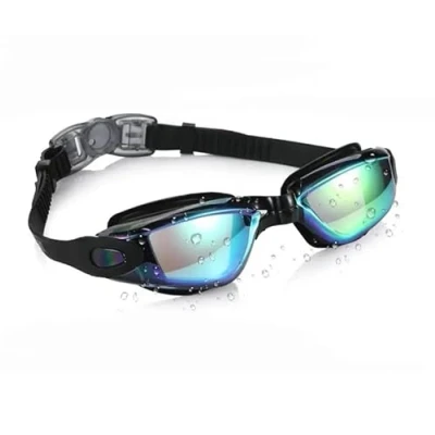Image of ISMMIK Swimming Goggles, Mirrored Swim Goggles No Leaking Anti Fog UV Protection Triathlon with Free Case for Adult Men Women Youth Kids Child，Blue &amp; Black